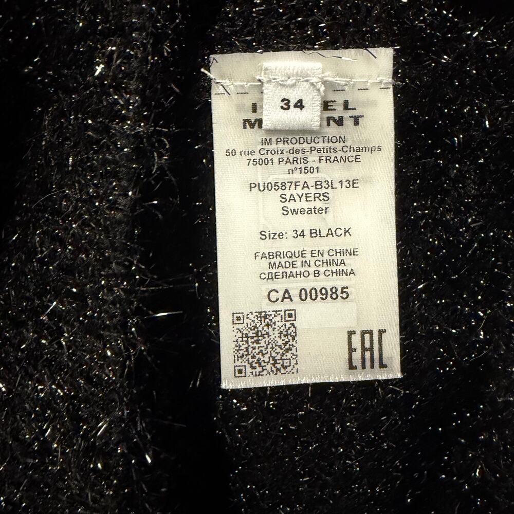 NWT Marant Etoile Black Metallic Tinsel Sayers Glitter Sweater Womens 34 / US 0 - Picture 8 of 11